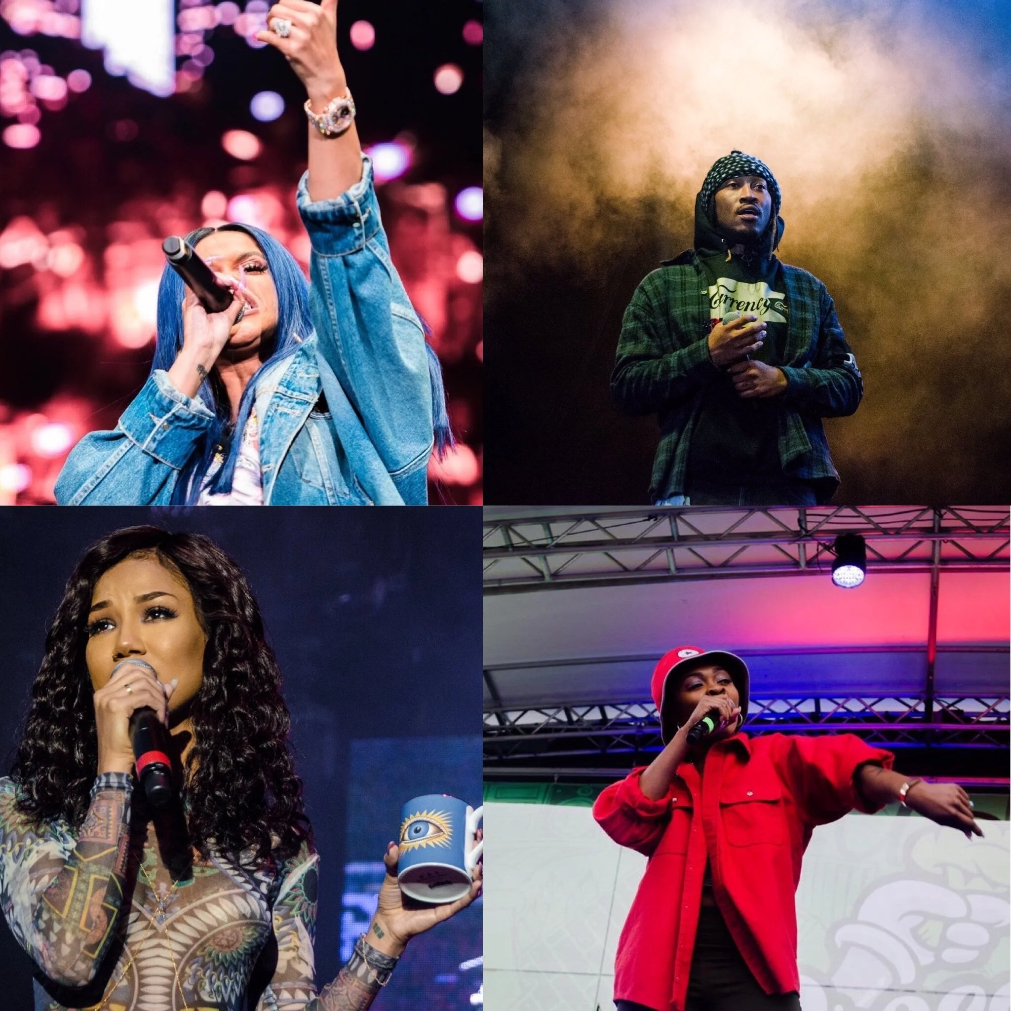 Broccoli City shot by Chynna: Top, left Cardi B 2018, Future 2016, Jhene Aiko also 2016 , 1st yr 2015 Tink!