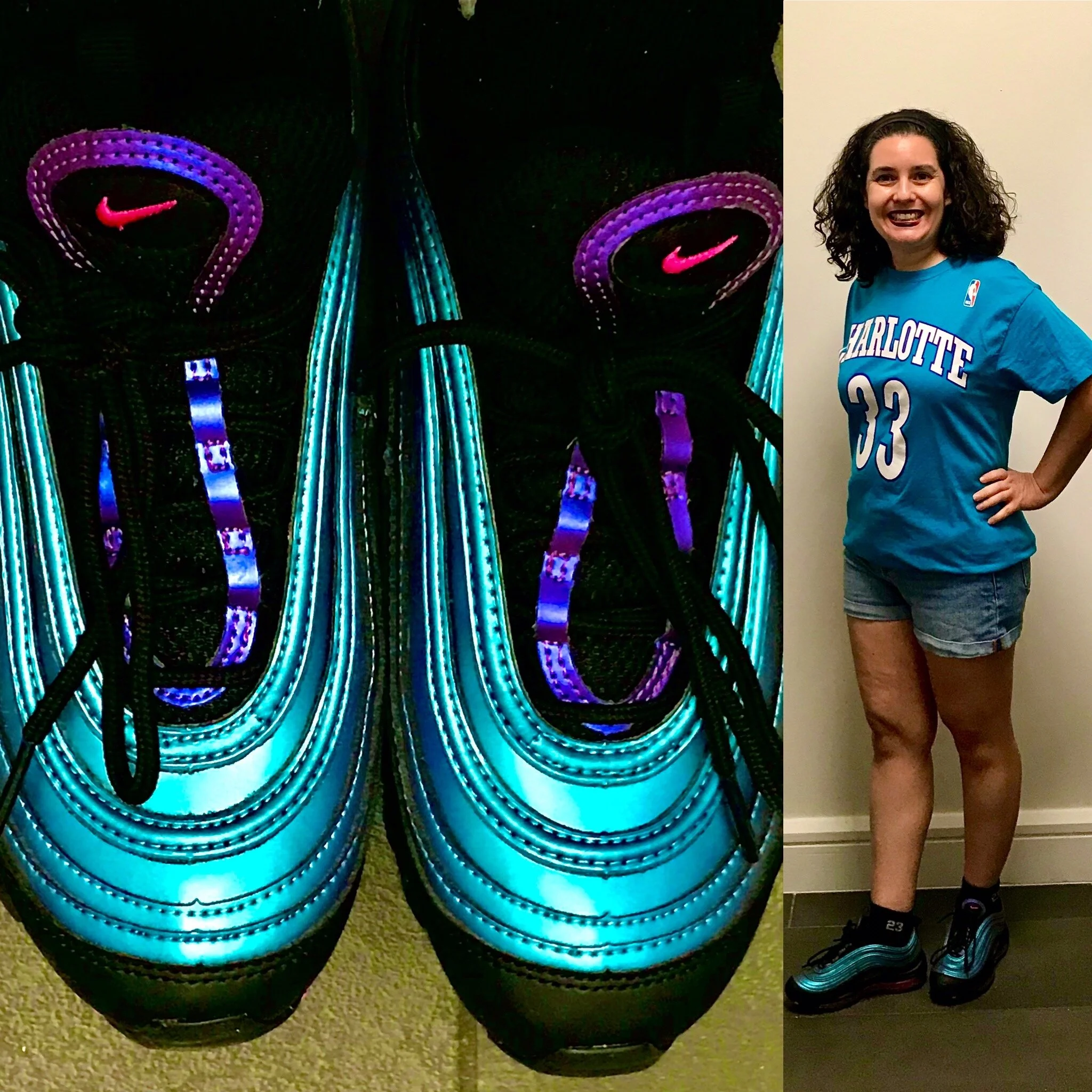 Shorts: Old Navy, Mourning Tee: Fanatics, Kicks: Nike Air Max 97 GS