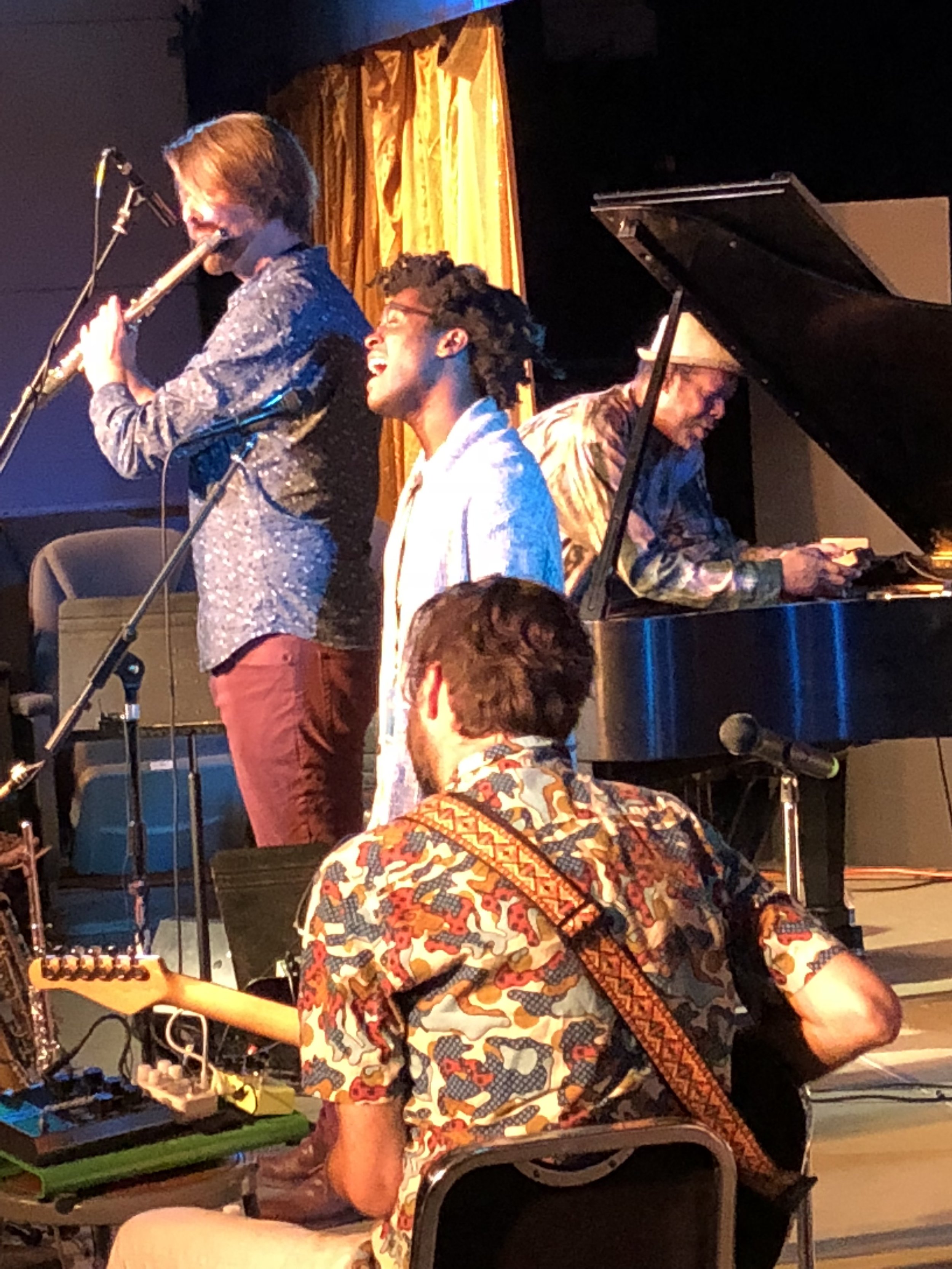 John C. Savage-flute, David Ornette Cherry-piano, Jimmie Herrod-vocals, and Mike Gamble-guitar (Andrew Jones-bass and Chris Johnedis-drums not pictured) at the Montavilla Jazz Fesitval, Portland, OR