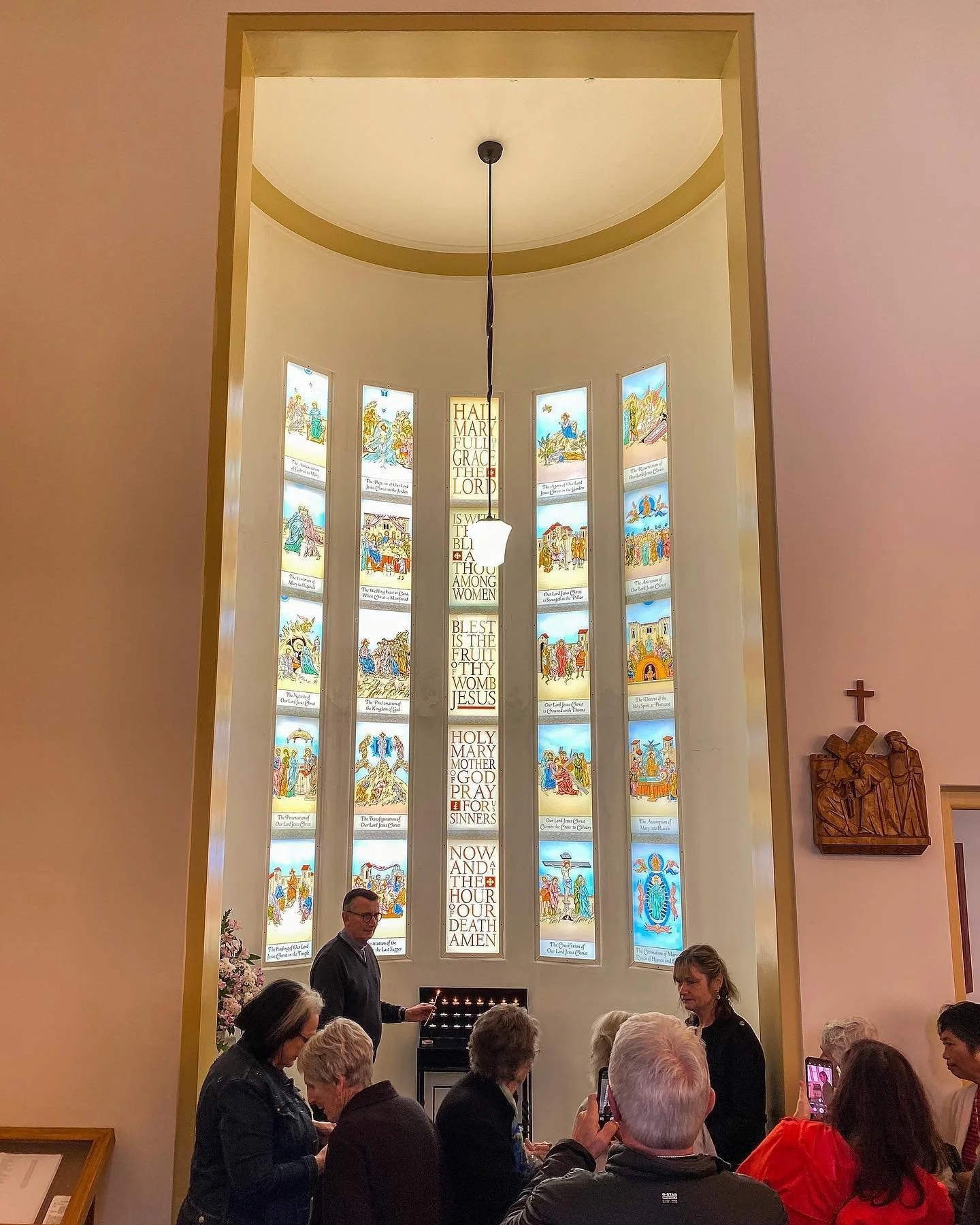I went down to Te Aroha this weekend to attend the blessing and commissioning of the rosary windows for St Joseph&rsquo;s church. It&rsquo;s always a joy to see a parish community enthused with a new installation of sacred art to enhance their liturg