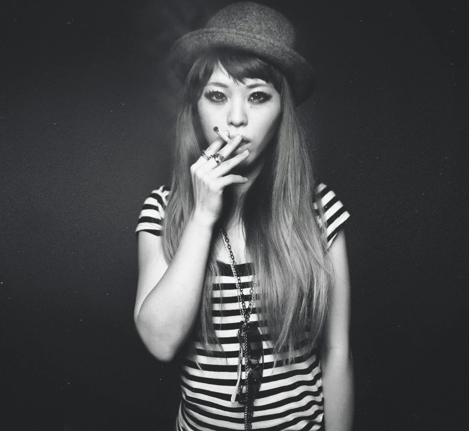 Aikas Love Closet Modeling Editorial photography black and white smoking seattle fashion blogger from japan.jpg