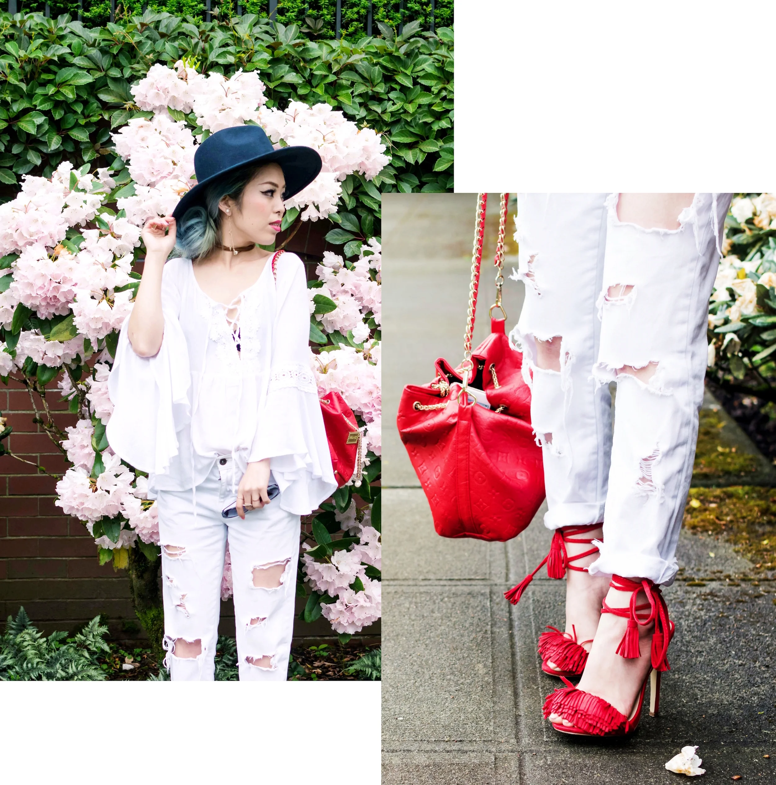 Boho All White & A Pop of Red