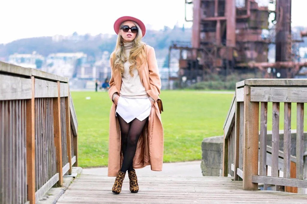Hint of Pink and Camel Coat Moment