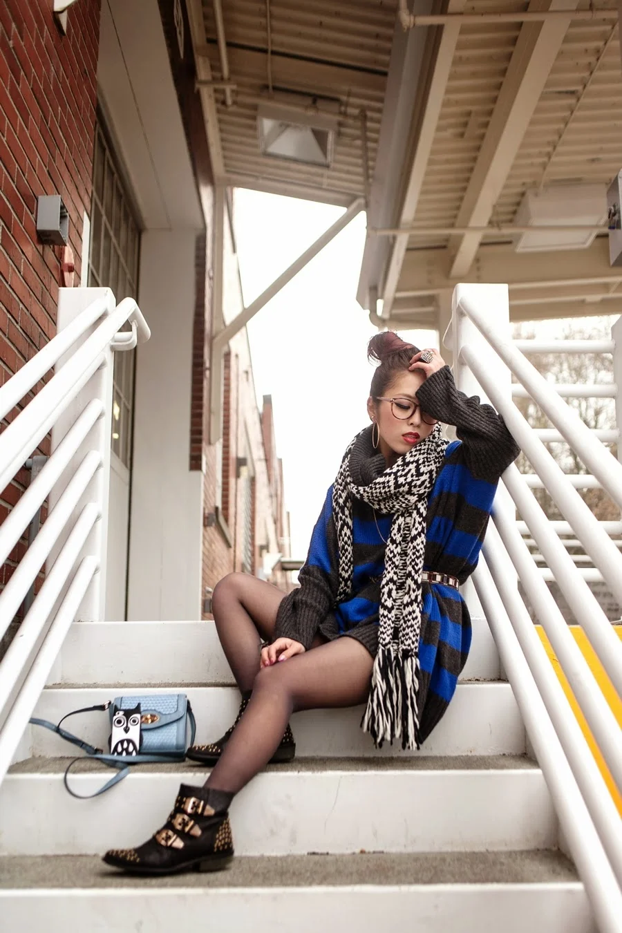 Turtleneck Striped Oversize Knit
