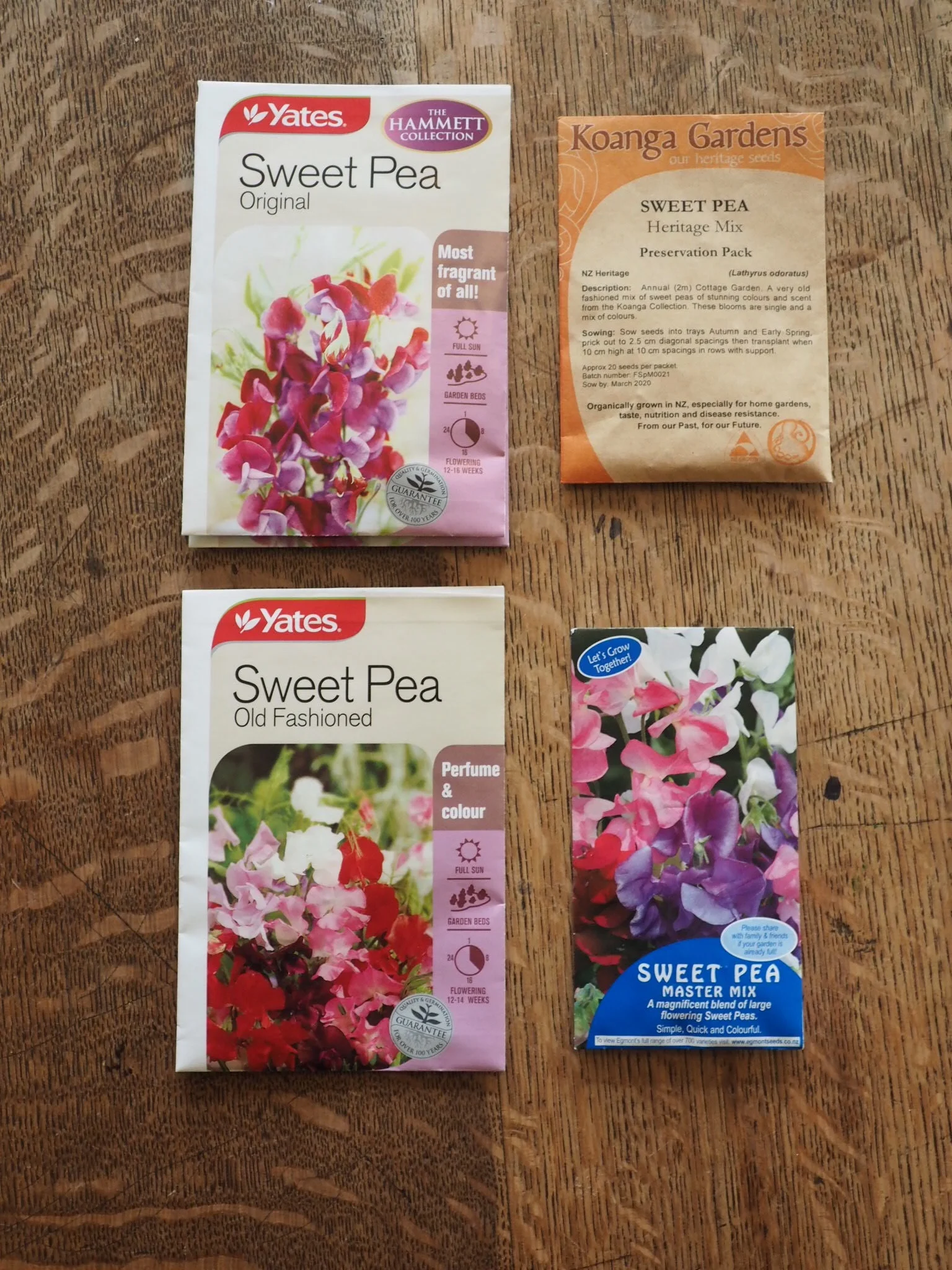 Sweet pea packets.