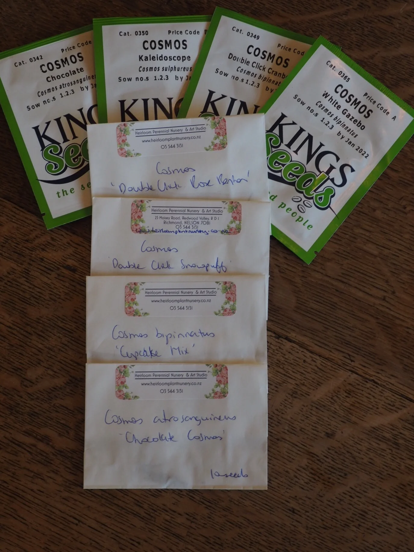 In addition to the 7 types of cosmos above I also have a packet of cosmos ‘Tango’ from Egmont Seed Company.