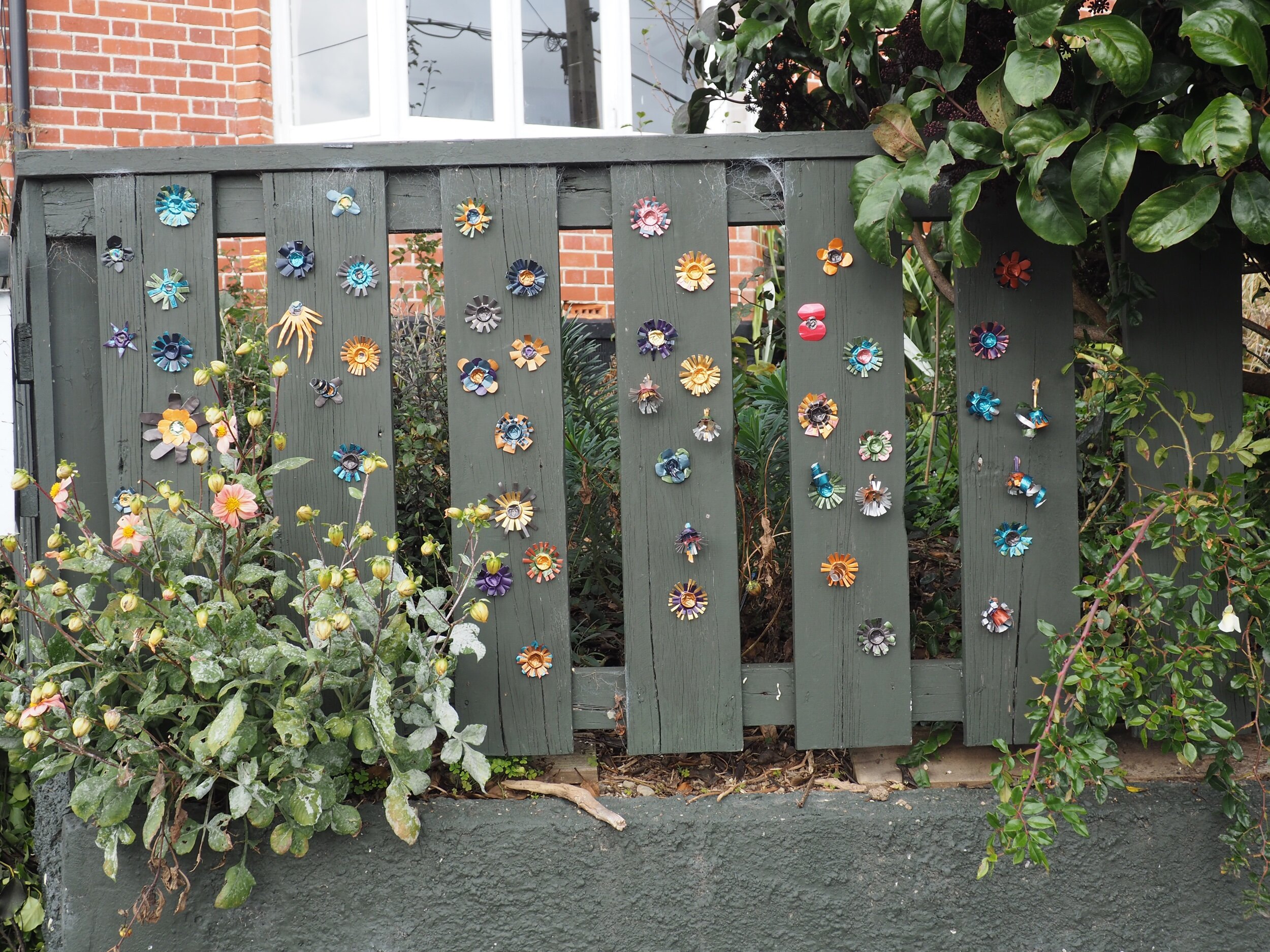 Aluminium flowers on my front fence.