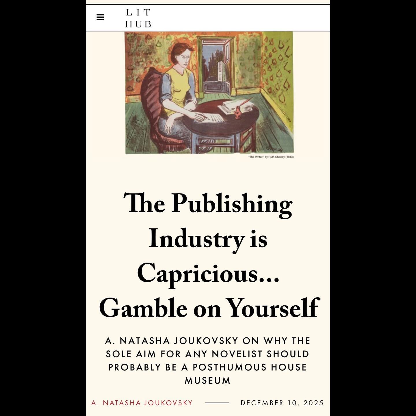 I have a new response essay on art &amp; publishing today in @literaryhub, specifically making the case for the post-mortem house museum (&ldquo;I am not being glib&rdquo;)

Thank you @diamond_jonny for letting me run with this!