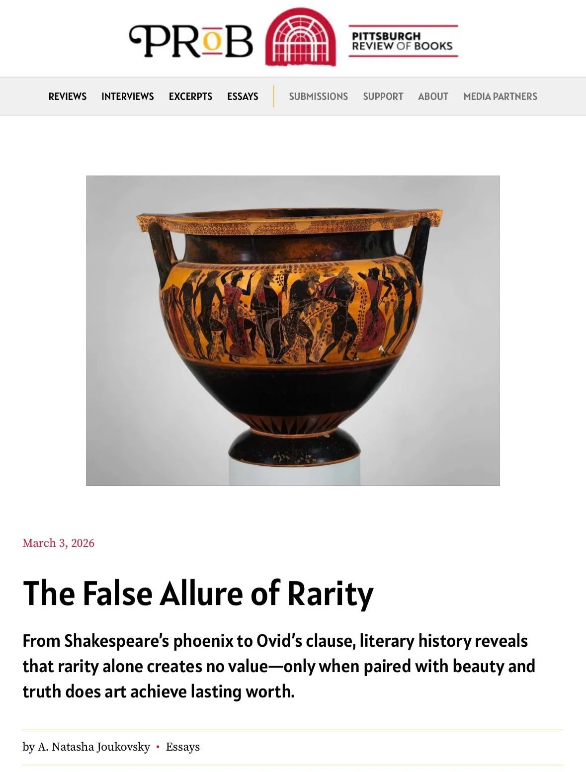 MEDIUM RARE is out today &amp; @pghreviewofbooks let me write about its themes &amp; Shakespeare &amp; Keats &amp; Ovid without compromise&mdash;if you&rsquo;re interested in the novel&rsquo;s literary-philosophical underpinnings, please check it out