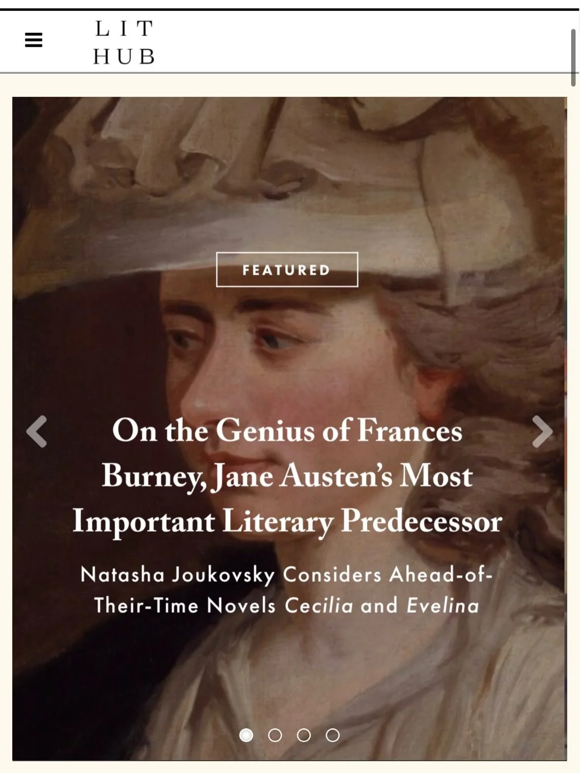 For @literaryhub, I wrote about the GOAT to the GOAT, the single most underrated novelist I&rsquo;ve ever come across: Frances Burney. 

With thanks to @melvillehouse for organizing, @fictionmatters for featuring Burney&rsquo;s debut novel, EVELINA, 
