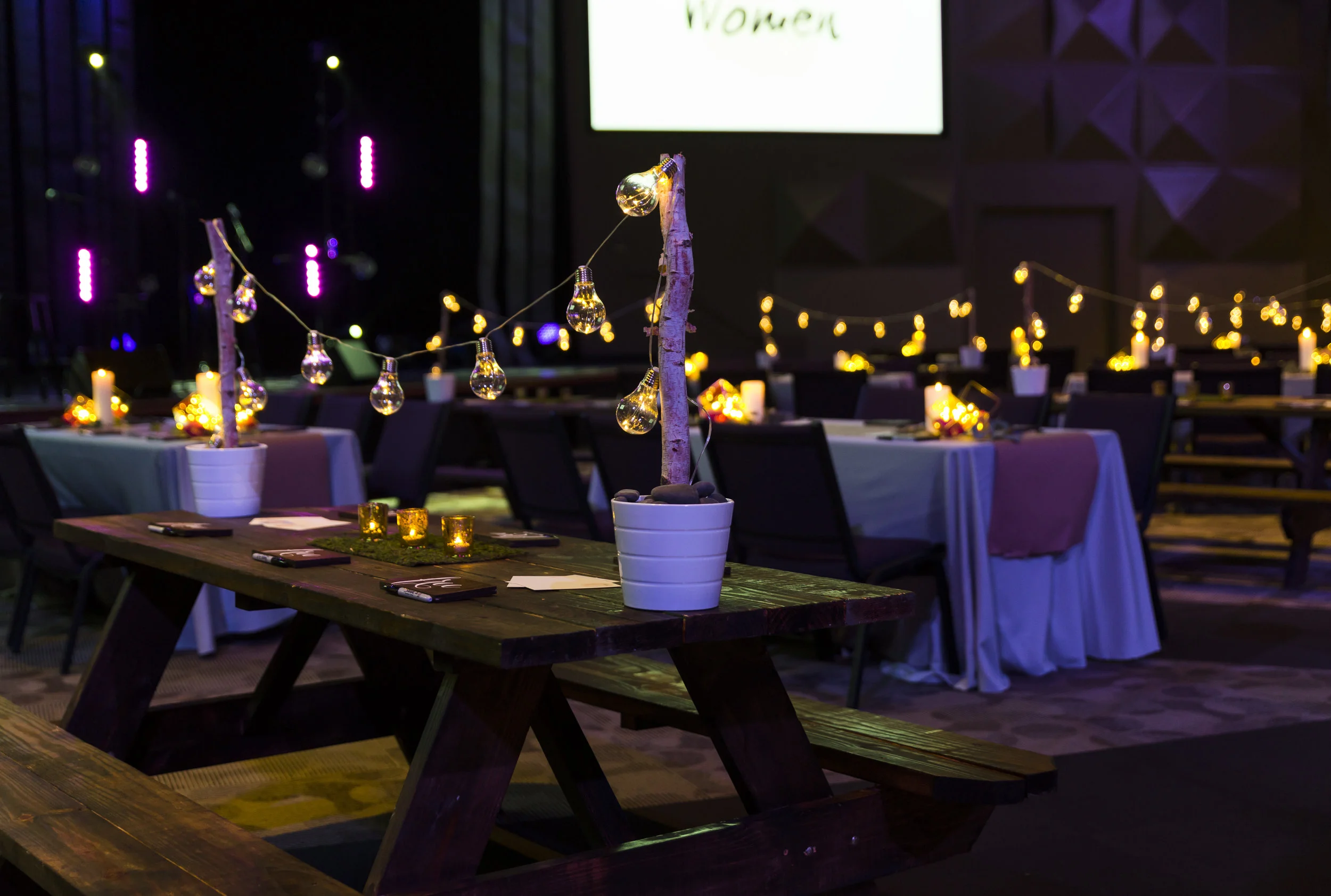 Birch Log & String Light Centerpiece Tutorial Sweetwood Creative Co