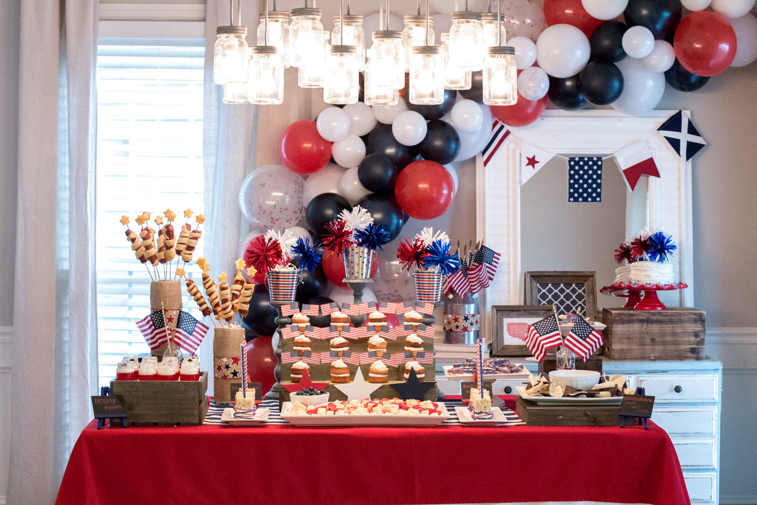 red white birthday party supplies for