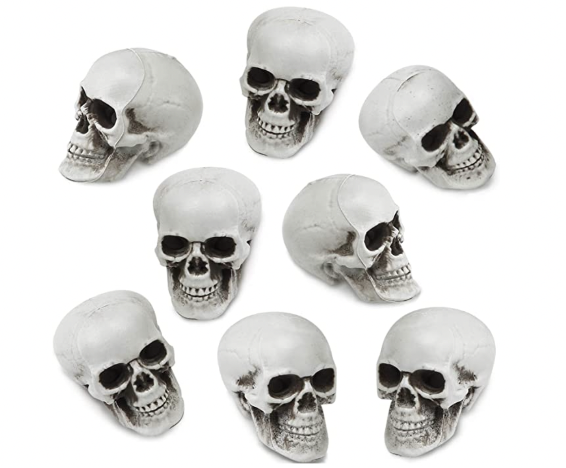 Details about   Set of 8 Small Miniature Skull Head Halloween Plastic New! 
