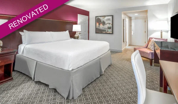 One of the recently renovated rooms