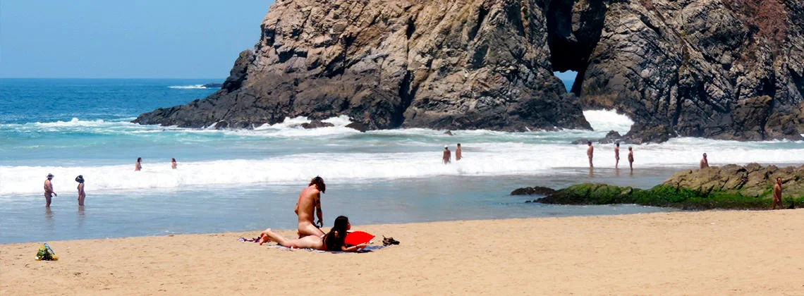 The clothing optional beach will be busy when our group arrives