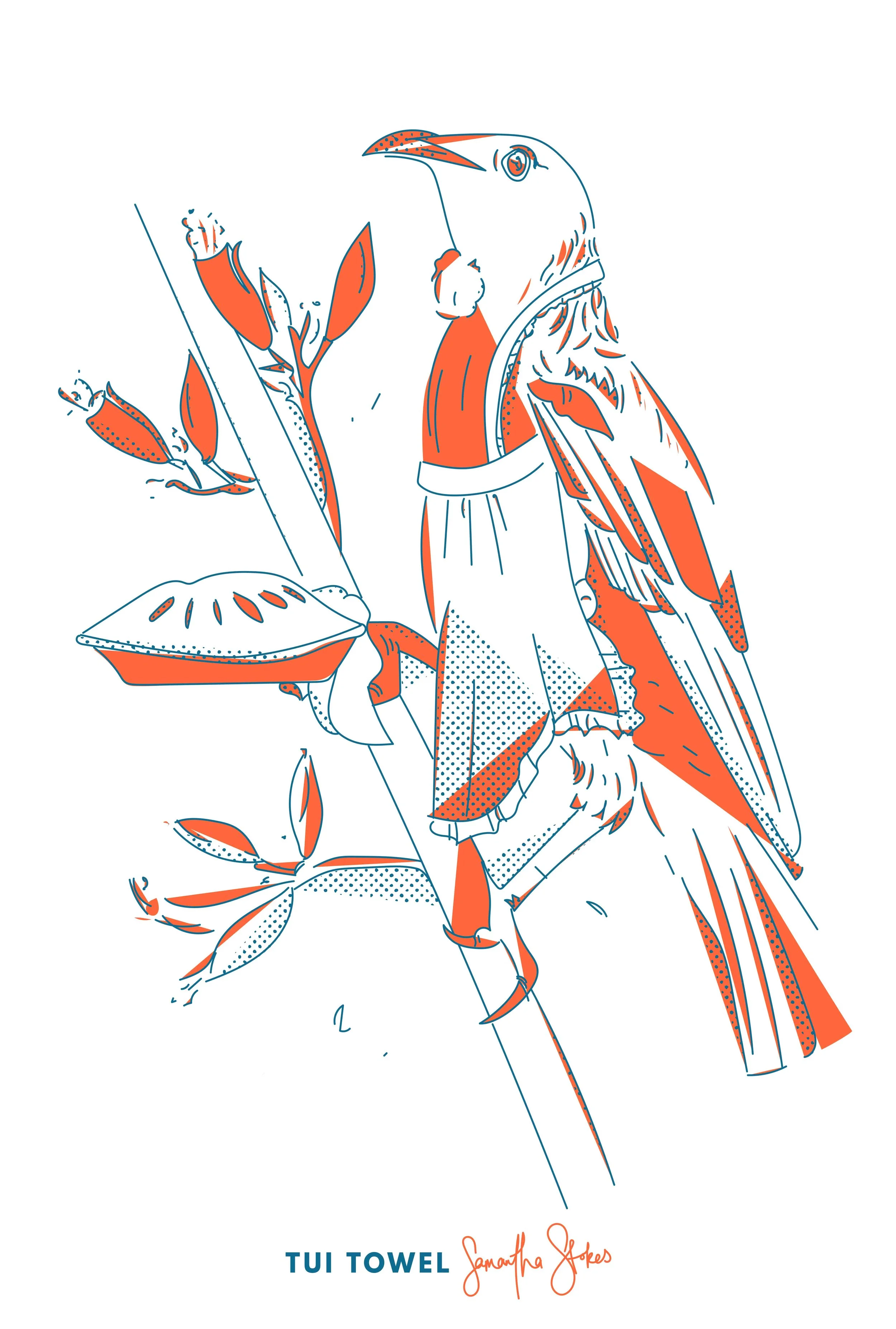Tui Towel / Arm–y Cook Illustrated, handmade screen printed Tea Towels. Limited edition.