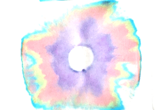 Trying to go from two dimensional paper to 3D and depth of material: Experiments with layers of paper and a drop of water.