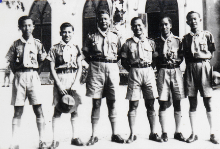 My father (extreme right) when he was a King Scout with other patrol leaders and the legendary Black Bear (third from left)