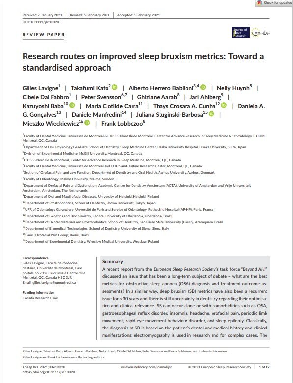 Research routes on improved sleep bruxism metrics