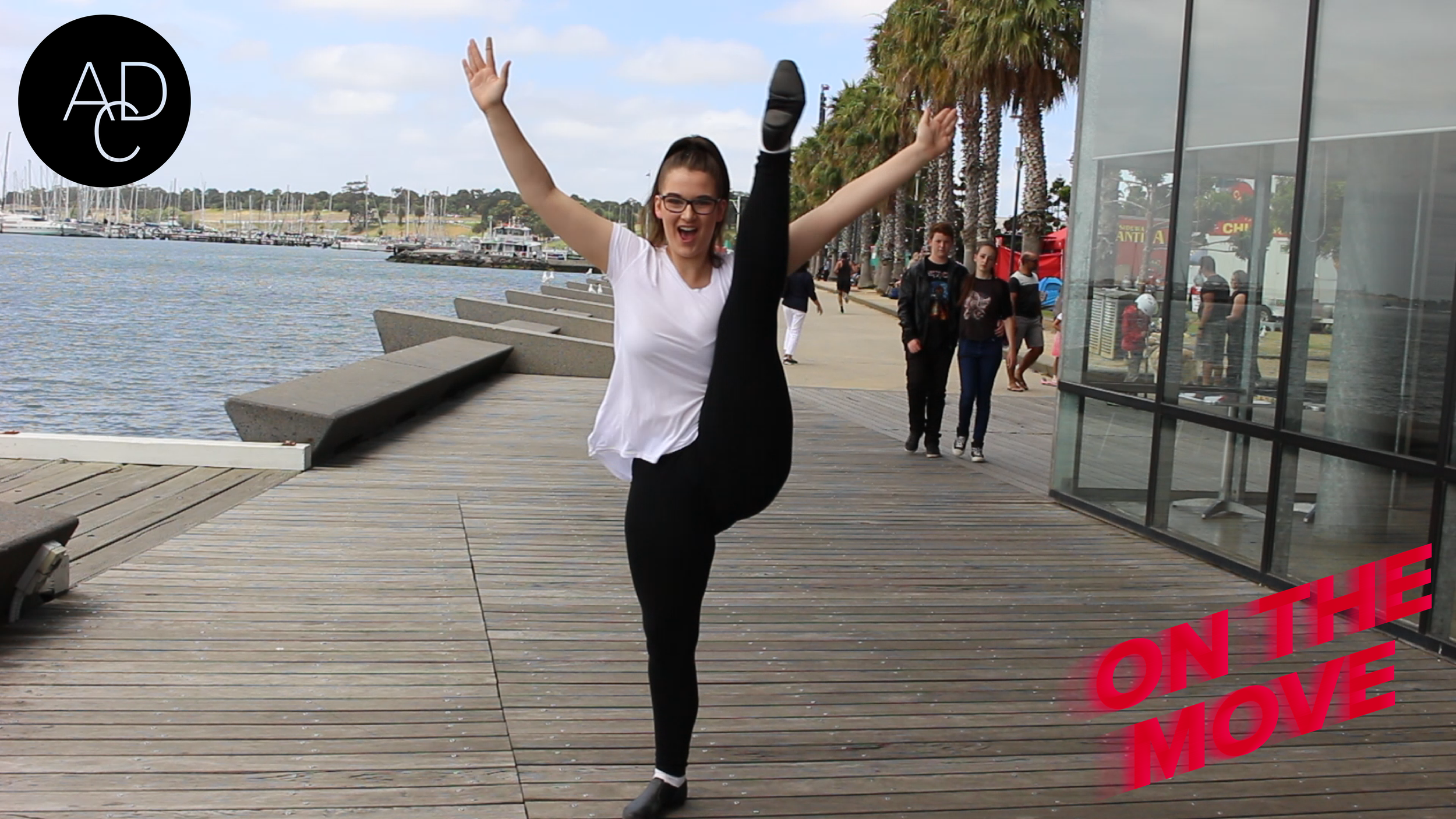 Maddie high-kicking her way into our On The Move promo video. 