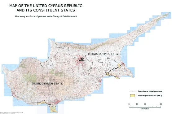 The map of the United Cyprus Republic according the Annan Plan
