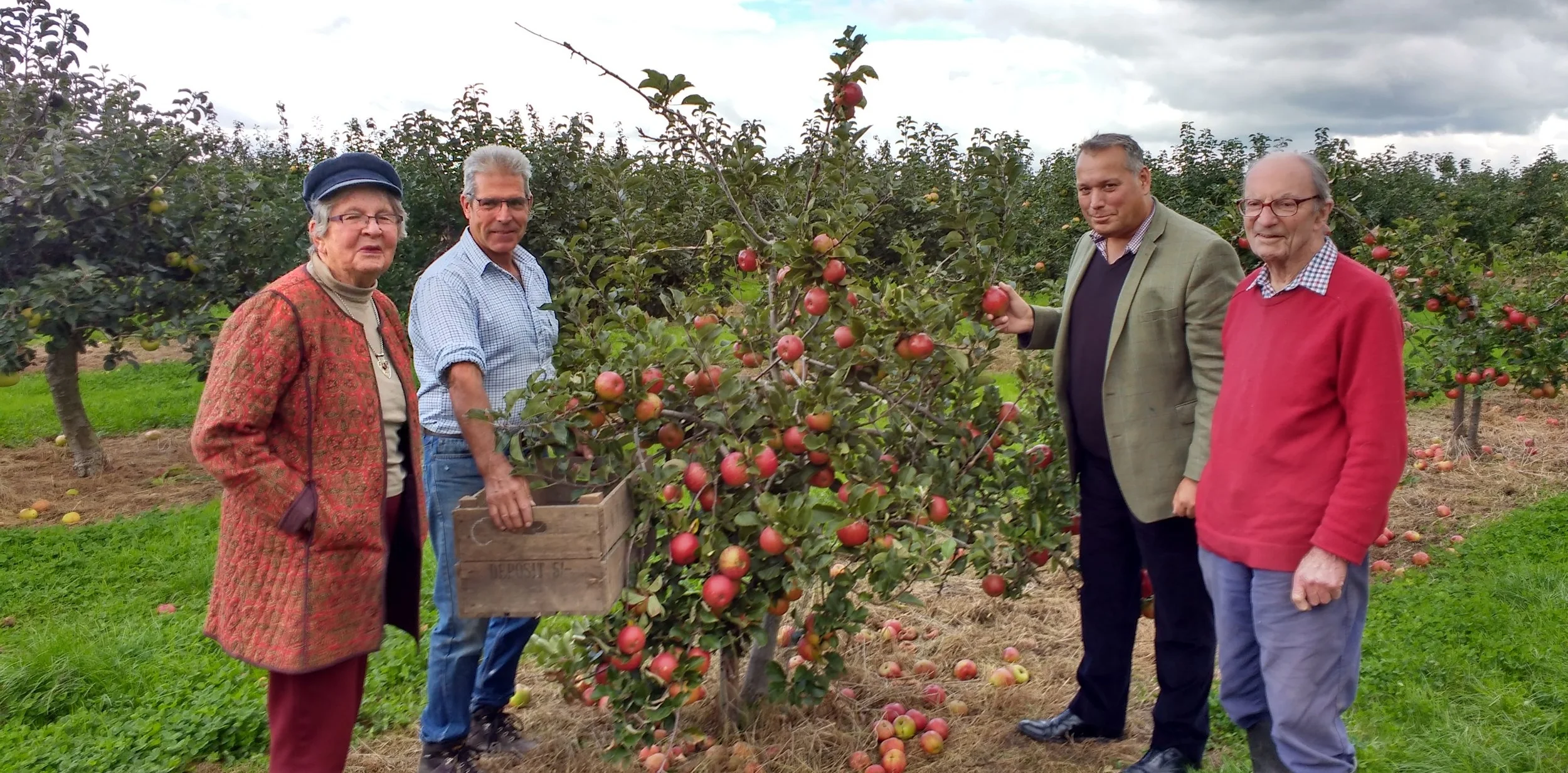 Mr & Mrs Clifton Brown, our Orchard Manager Roger and MP David Warburton