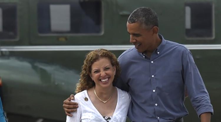Debbie Wasserman Schultz with President Obama photo by Susan Walsh | AP