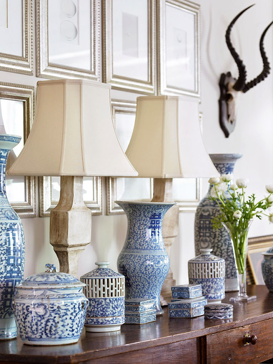 ginger jars on table