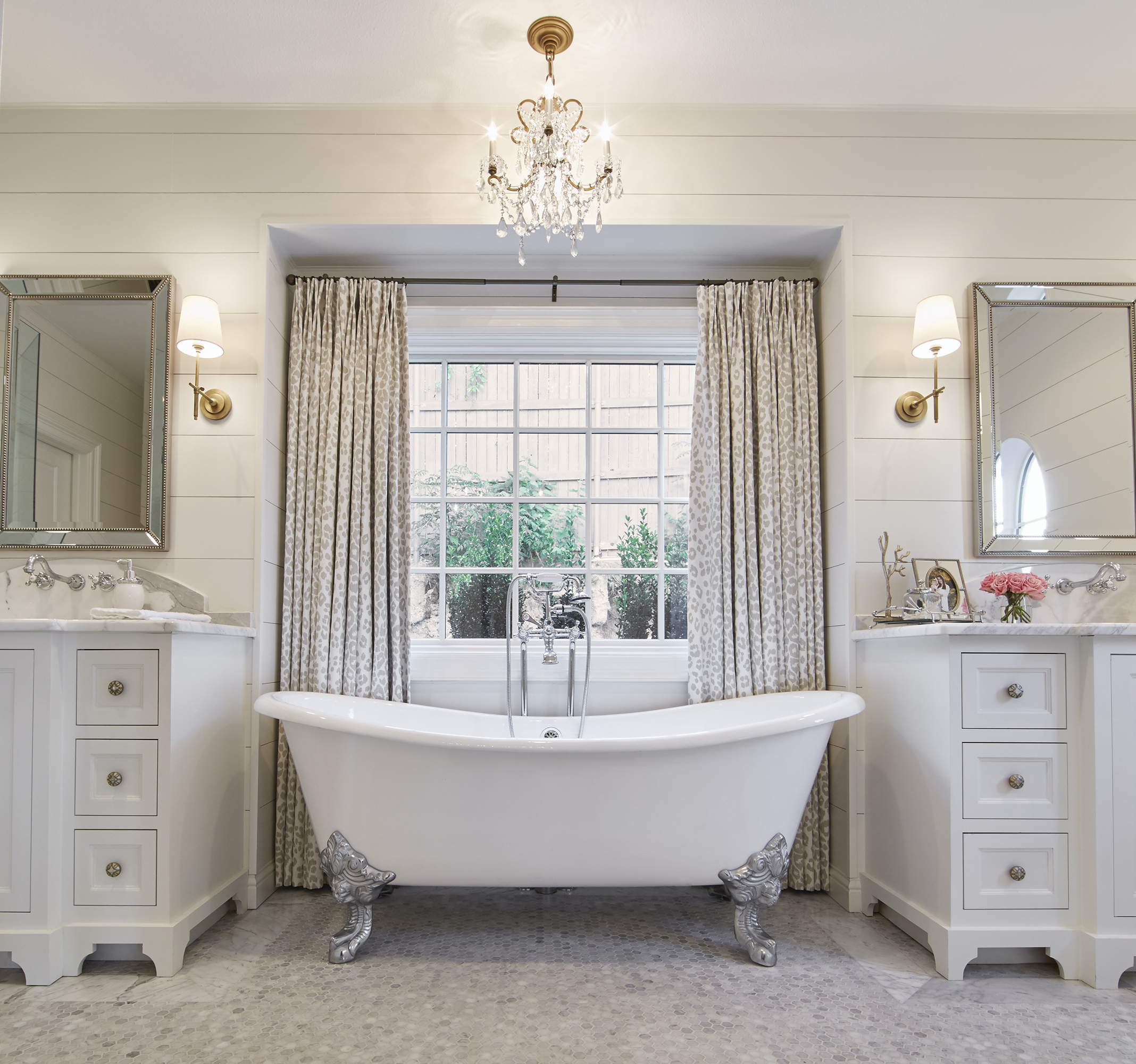 This elegant claw-foot tub helps make the master suite Emily's favorite room of the house.