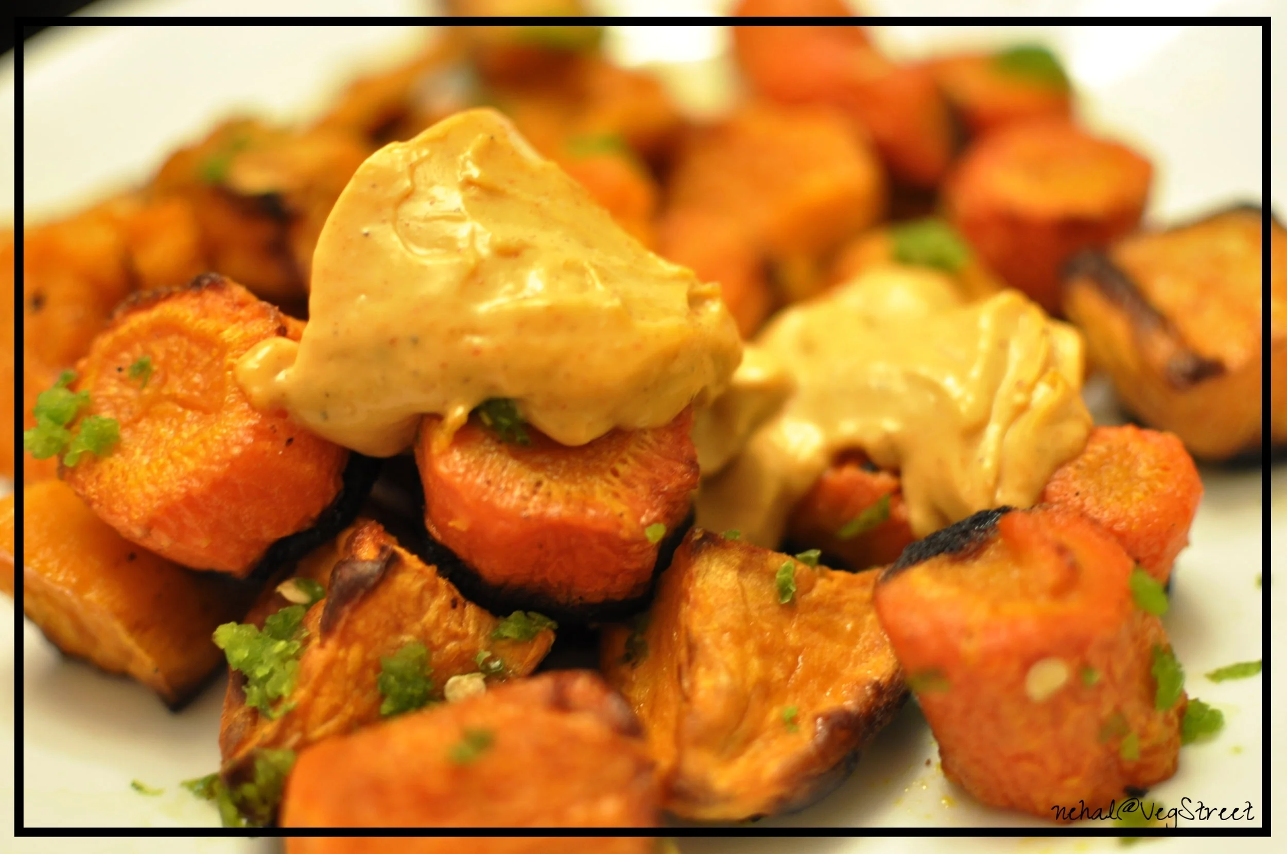 roasted sweet potato with vegan mayo