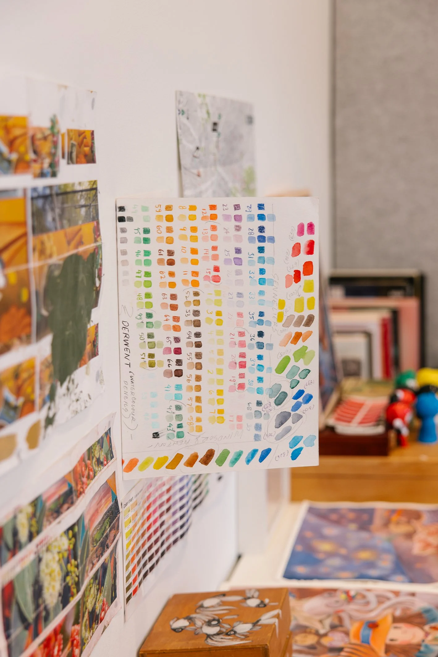 Loose leaflet of colour palette in studio for picture book, Finders Keepers by Camille Ng and Christina Huynh