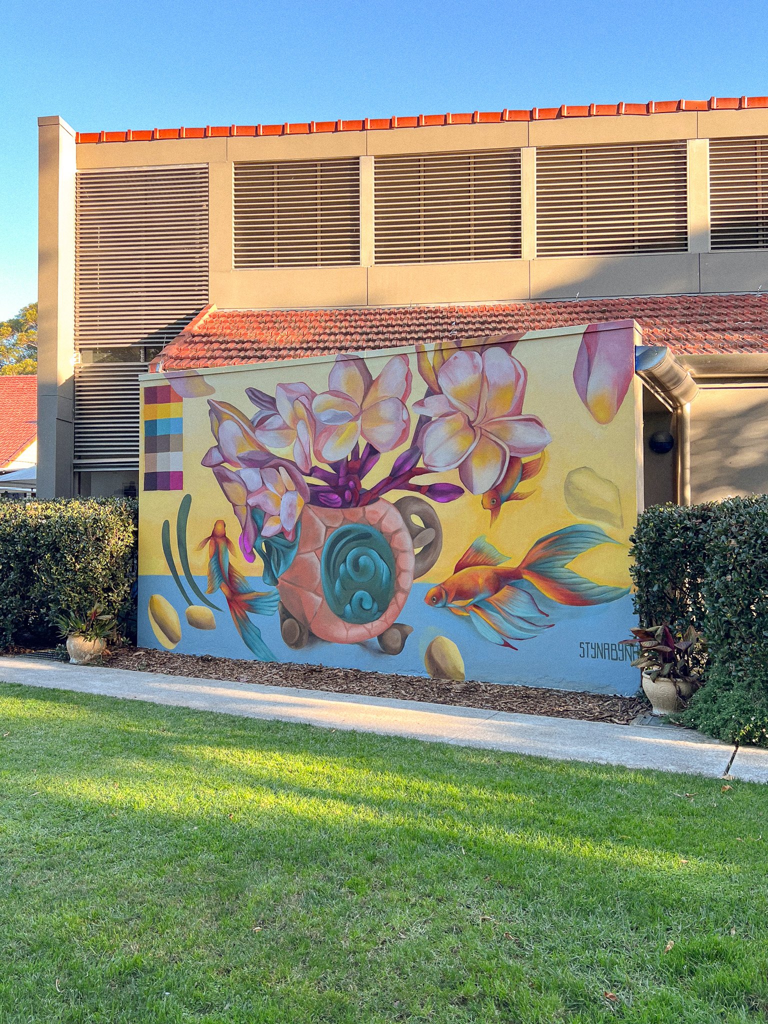 Painted wall in garden