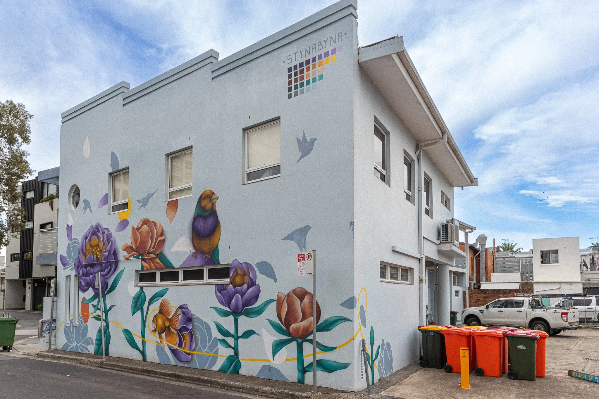 Painted flowers on a wall