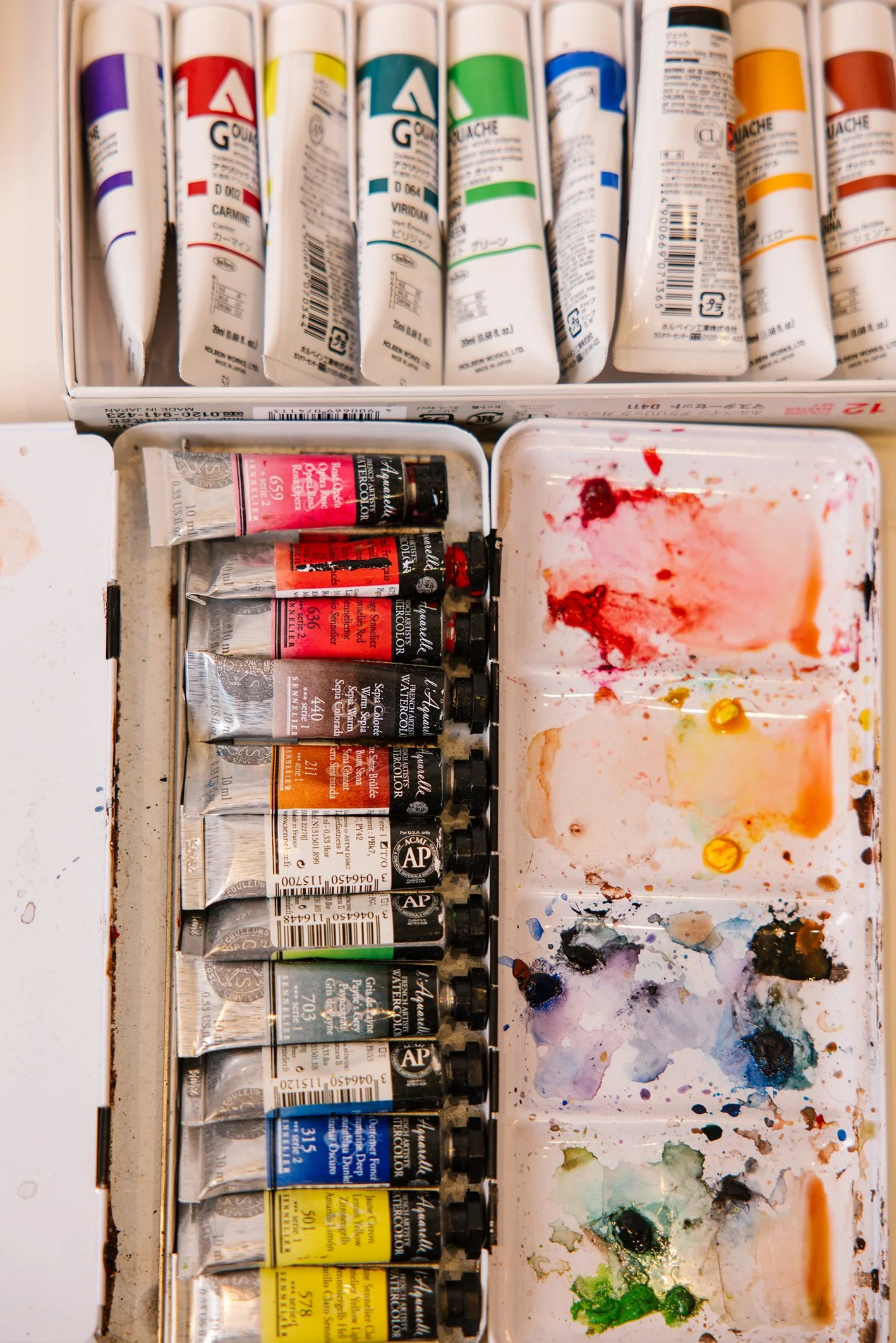 Wet watercolour palettes for Finders Keepers the Book by Camille Ng and Christina Huynh