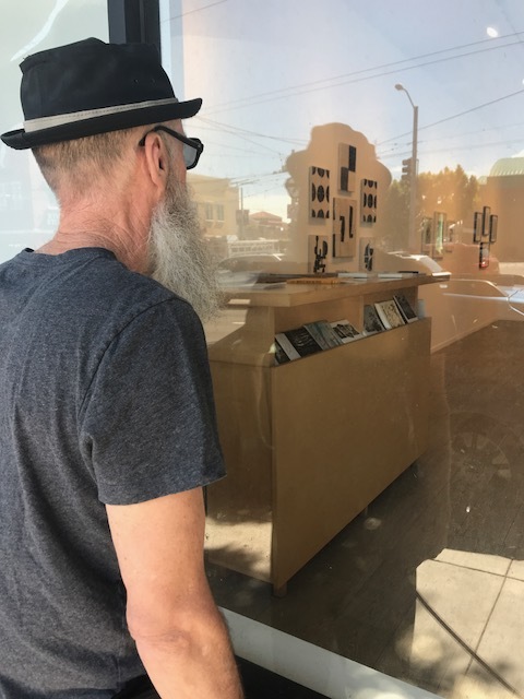 Looking inside Jack Fischer Gallery. 