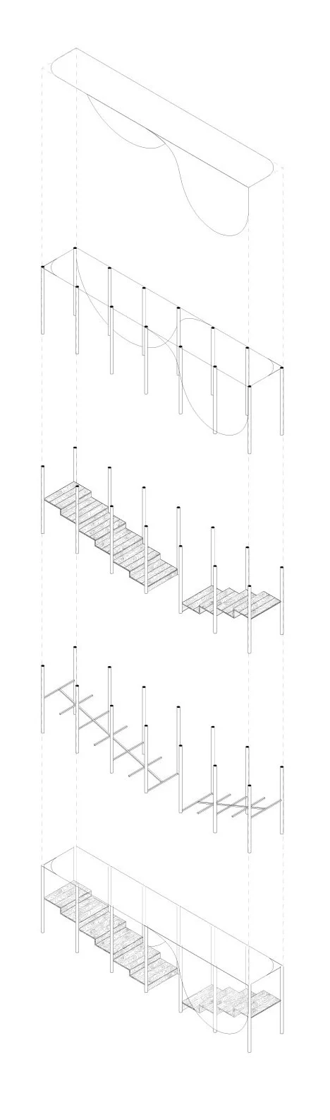 Exploded axonometric of material components