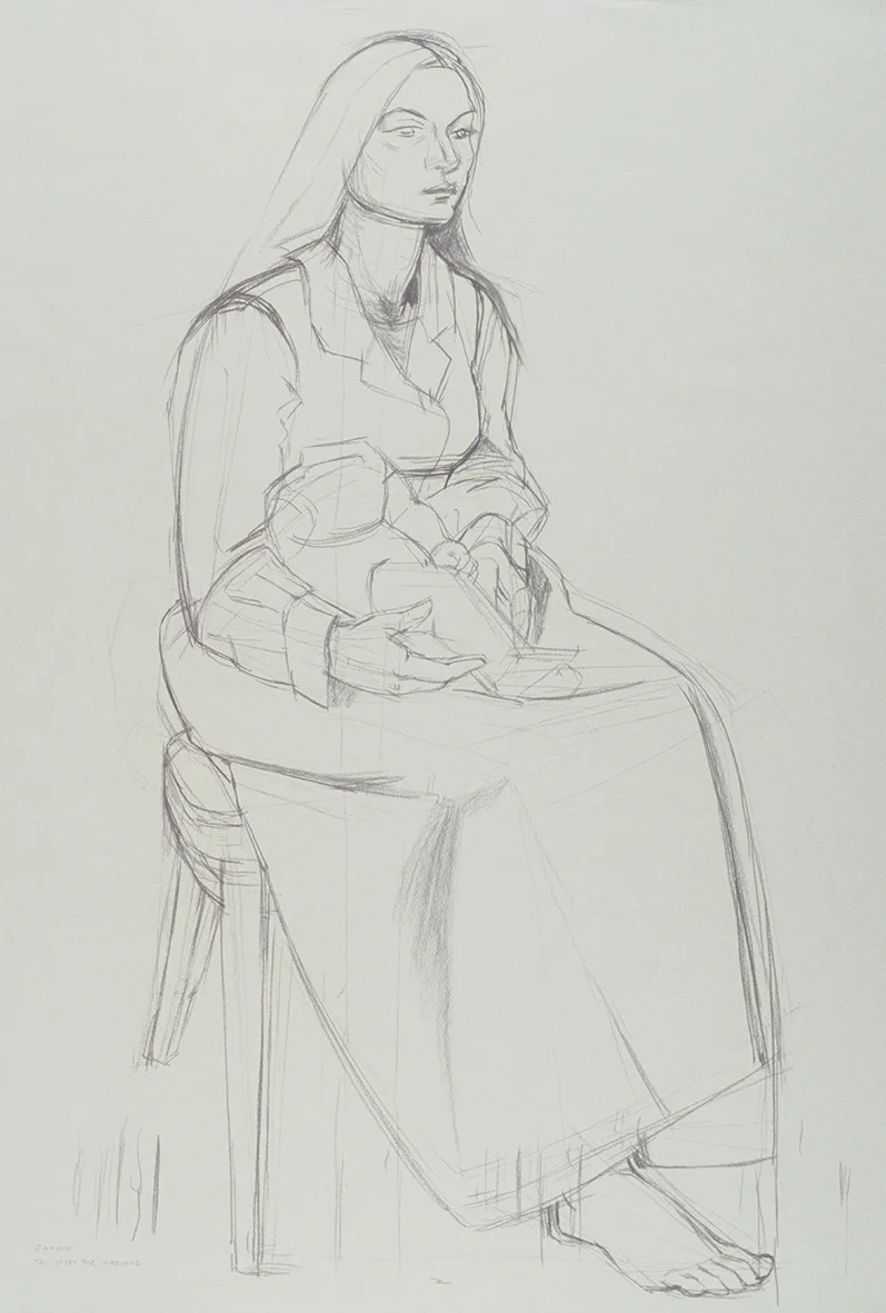 Tai-Study for Madonna 1996 charcoal on paper 24 x 38 (approx)