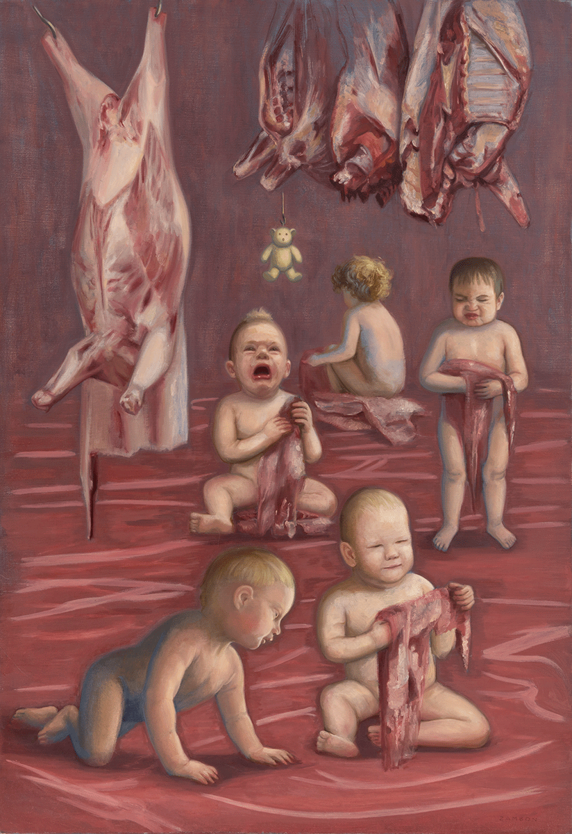  Vive la Viande!  2020 Oil on linen  39 x 27 in 