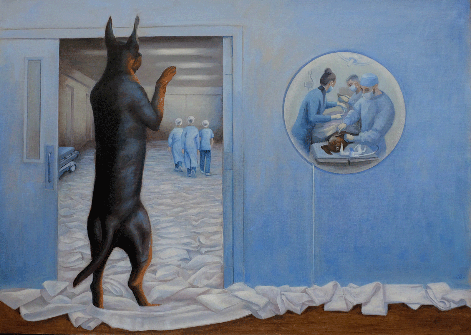  The Rottweiler with too long ears  2022 Oil on linen 30 x 42 in 