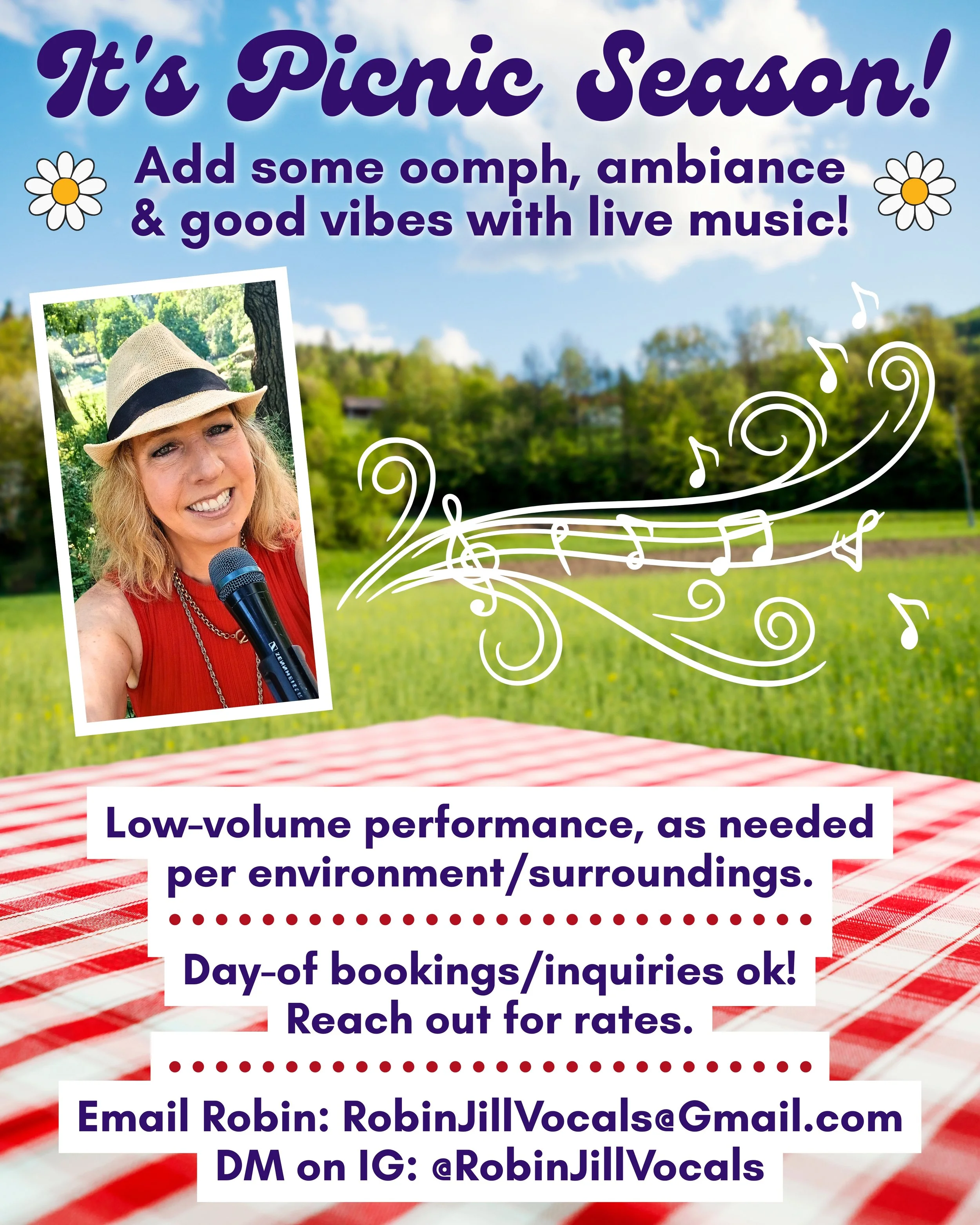 NYC Live Music / Singer for NYC Outdoor Events / Picnics