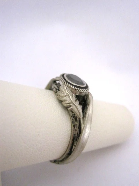 Leafy Black Diamond Engagement Ring