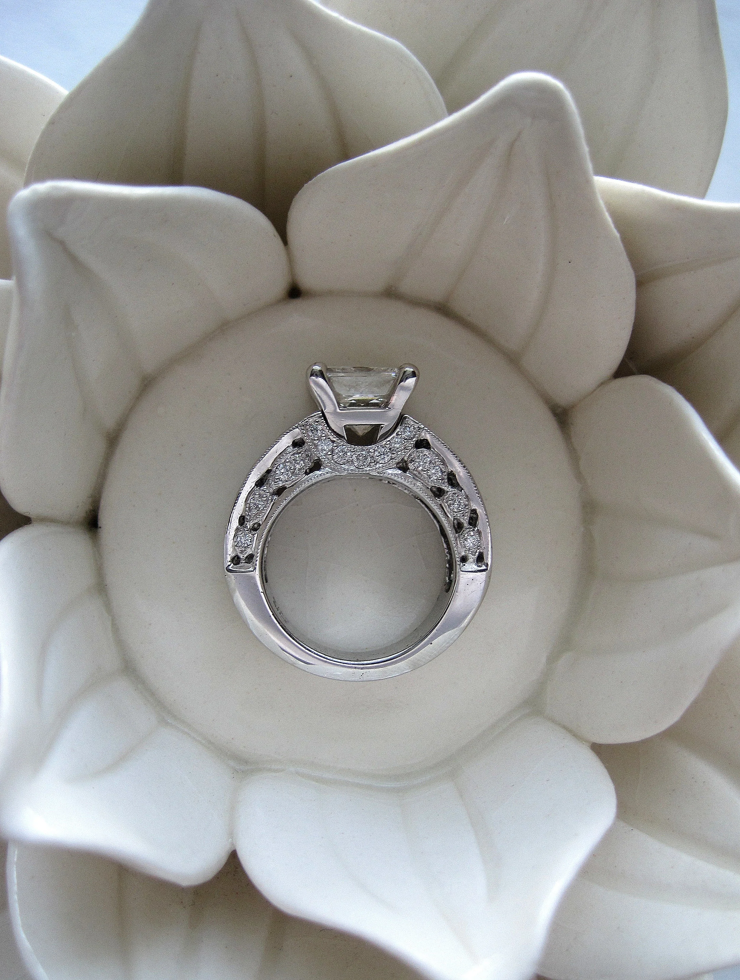 Custom White Gold Diamond Engagement Ring