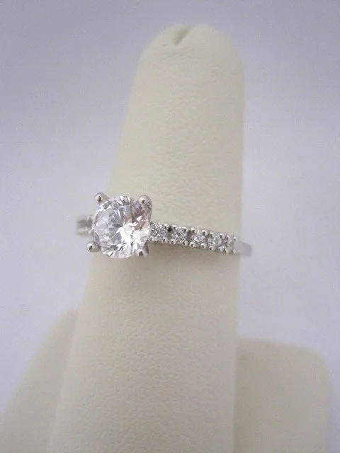 Straight Row Diamond Engagement Ring