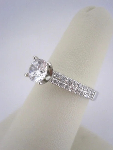 Double Row Diamond Engagement Ring