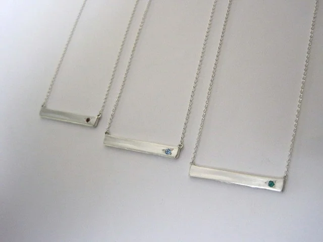 Sterling Silver Birthstone Bar Necklace