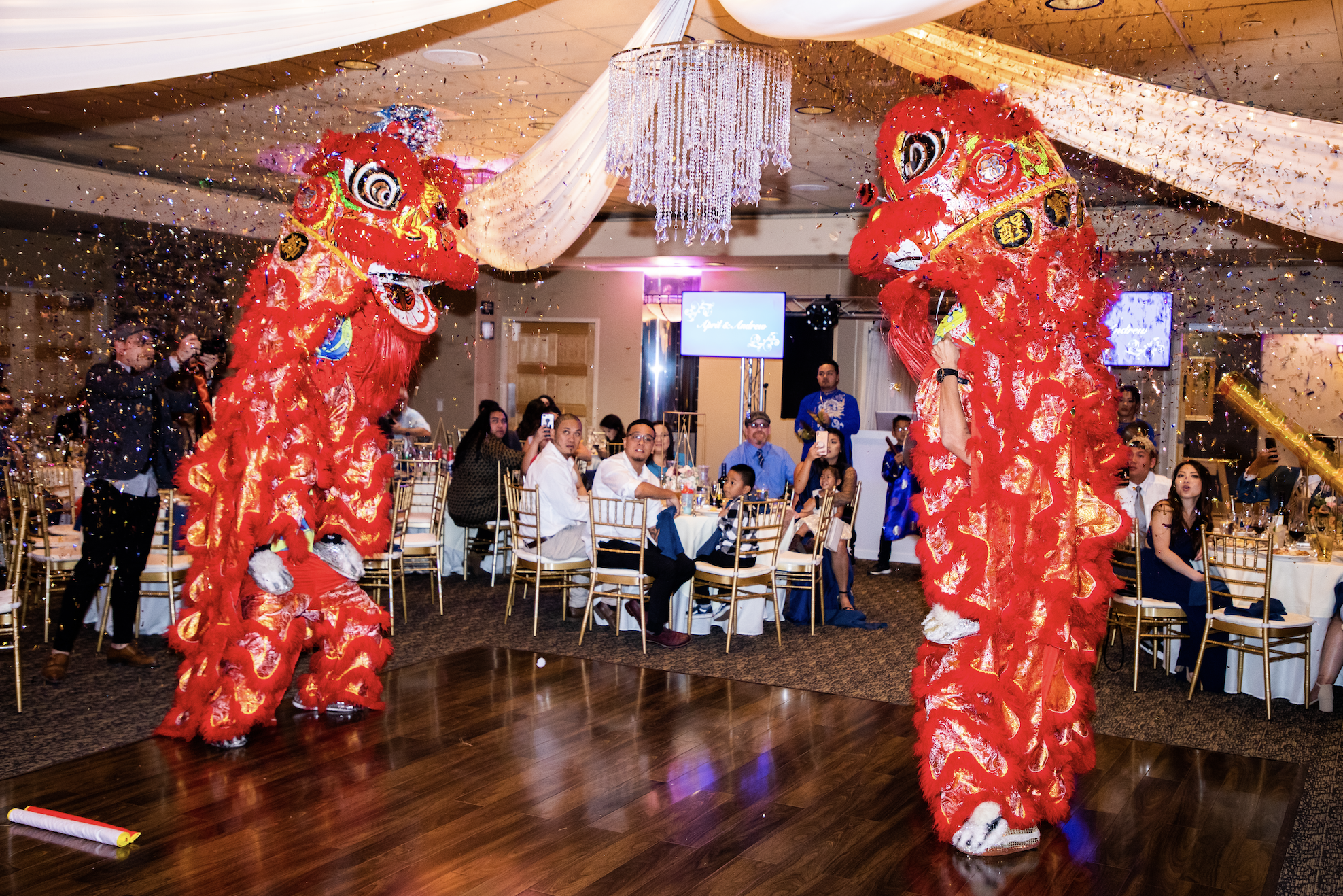 Vietnamese wedding lion dance