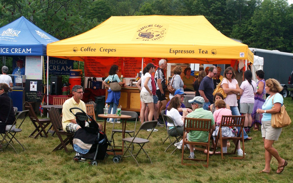 Visitors to the Southern Vermont Art and Craft Festival enjoy freshly made sweet and savory crepes along with espresso beverages at Loopy’s Crepes