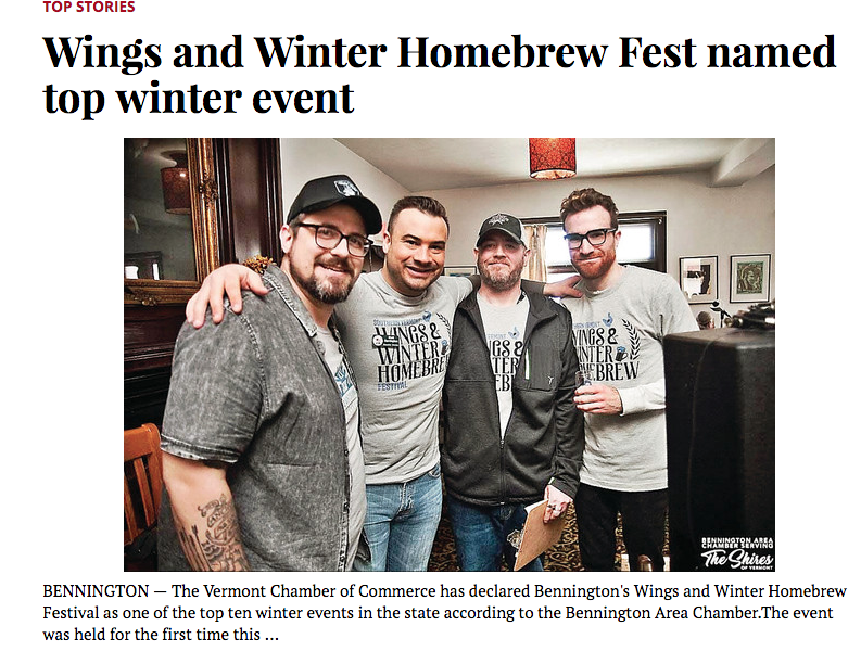 Photo by Lauzon Photography | Organizers of the event, from left to right, Joe Frey, Bennington Area Chamber communications manager, Matt Harrington, Chamber executive director, Will Gardner, Madison's head brewer and head organizer of event, and Mike Cutler from Catamount Access Television. | Click the picture to see the story at BenningtonBanner.com