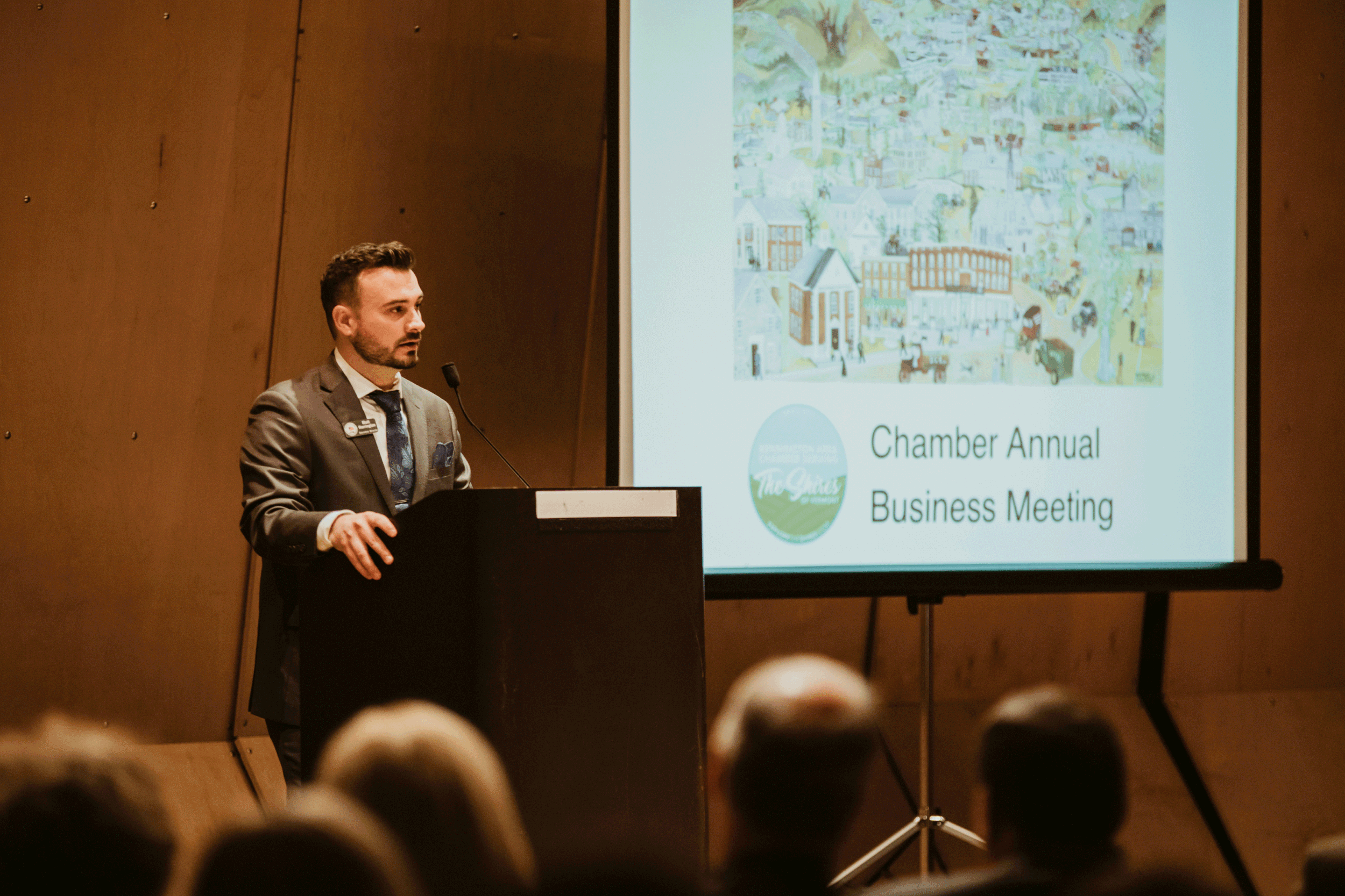 Matt Harrington, executive director of the Bennington Regional Chamber at the 2019 Chamber Annual Business Meeting