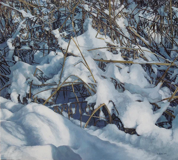 Winter (Peeking Brush), oil on canvas, 38 x 42, $6,800